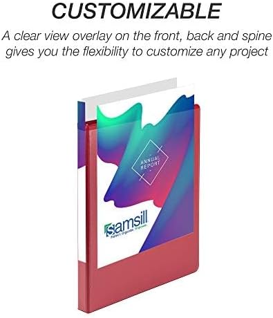Samsill Durable .5 Inch Binder, Made in the USA, Round Ring Customizable Clear View Binder, Red, 8 Pack (MP88413)