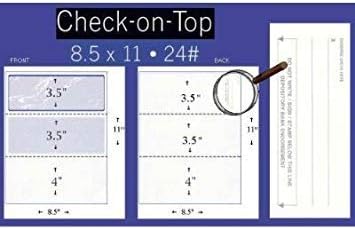 Compuchecks Check on Top Blank Check Paper - 500 Pack, Quick-Books & Laser Printer Compatible - Security Business Checks with Voucher - 8.5" x 11" Blue/Green Prismatic