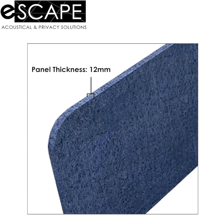 Escape 12" Freestanding Desk Divider | Eco-Friendly Acoustic Privacy Screen | Noise Reducing Desk Partition | 23" Wide | Dark Blue