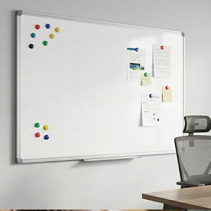 40 x 28 Inch Magnetic Dry Erase Whiteboard - Medium-Large Wall Mounted Writing Board for Home Office & Study - Silver Aluminum Frame with Tray