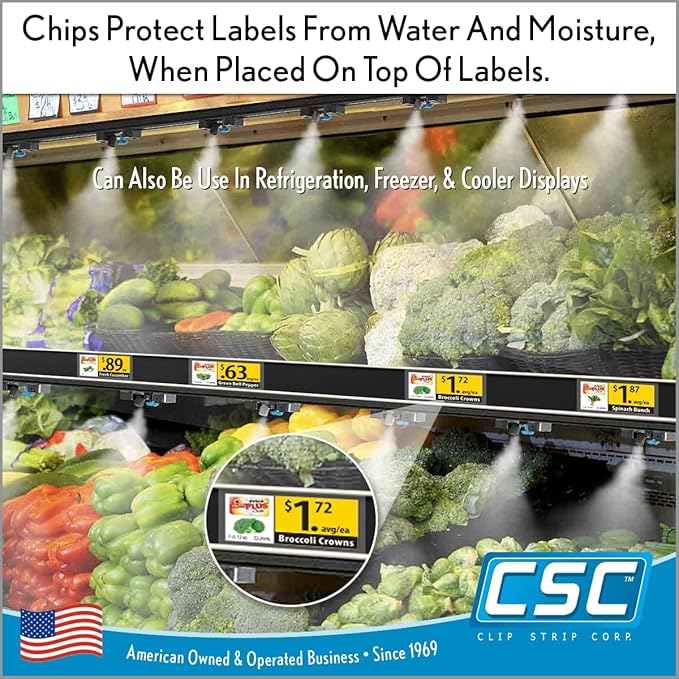 Clip Strip Corp. Price/Data Channel Label Holder Chips, Clear Plastic Tags, 4" L x 1.25" H, 7.5 Mil Thick, Gondola Shelf Edge, Reusable, Made for Point of Purchase Shelf Molding (2000)