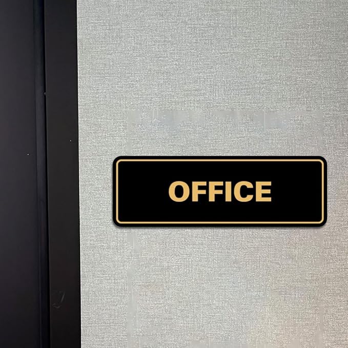 Signs ByLITA Standard Office Sign - Professional Business Signage - Easy to Install (Black Gold) - Large 5 Pack