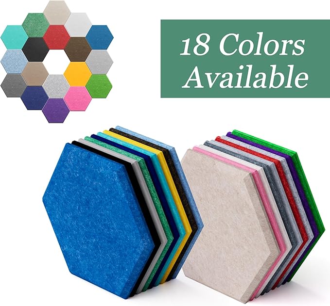 Hexagonal Acoustic Panels-12 Pack High-Density Sound Absorbing Panels 12"X10"X0.4" for Enhanced Noise Reduction, DIY Design, Idea for Studios, Offices, and Home Theaters(Ash Gray)
