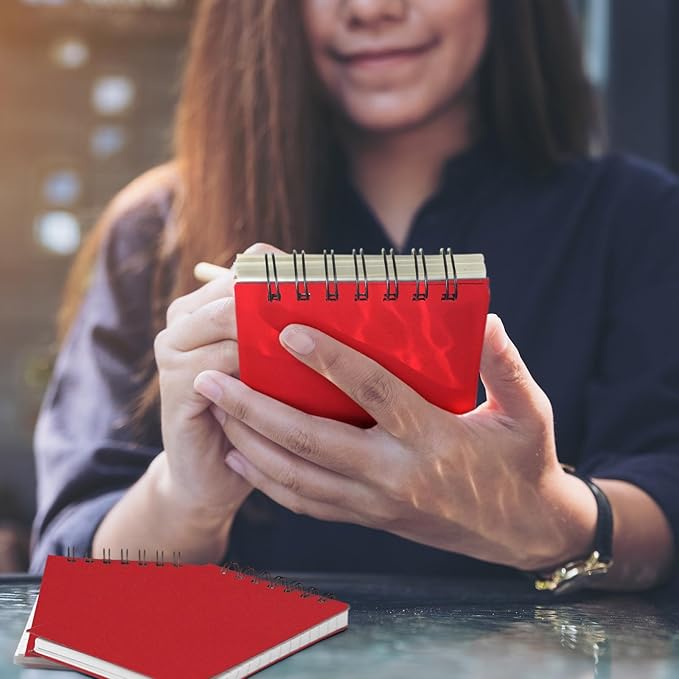 Tenceur 6 Pcs Pocket Notebook Bulk Small 3x5 Inch Spiral Notepads Mini Top Bound Notebook with Lined 120 Pages Ruled Memo Pads for Office College Nurse Essentials Back to School Gift (Red)