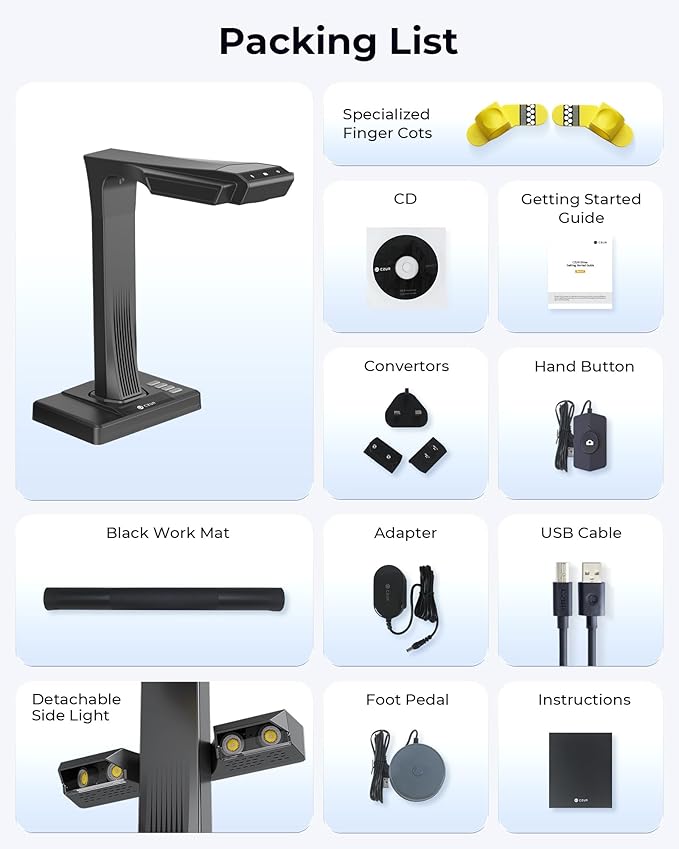 CZUR ET MAX Professional Book Scanner, 38MP Document Camera, Laser Curve-Flatten, USB High Speed Document Scanner, 180+ Languages OCR, Capture A3, Support HDMI, for Windows/MacOS/Linux