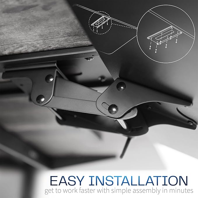 VIVO Adjustable Computer Keyboard & Mouse Platform Tray Ergonomic Under Table Desk Mount Drawer Underdesk Shelf (MOUNT-KB03B)
