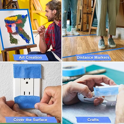 NEOACT 16 Rolls Painters Tape 2 Inch Wide,Multi-Surface No Residue Blue Masking Tape for Walls Painting,Packing,Labeling,DIY Crafts,2 Inch x 55 Yards(880 Yards Total)