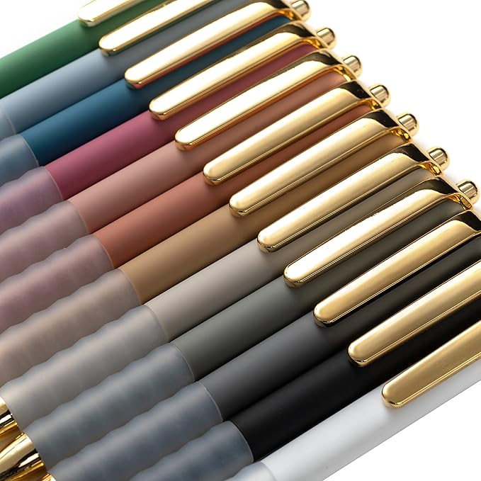 Linbsunne Ballpoint Pens Black Medium Point 1mm Pen with Super Soft Grip Ball Point Pen for Men Women Retractable Pens