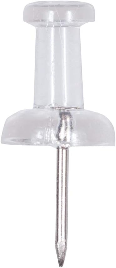 JAM PAPER Colorful Push Pins - Clear PushPins - 100/Pack