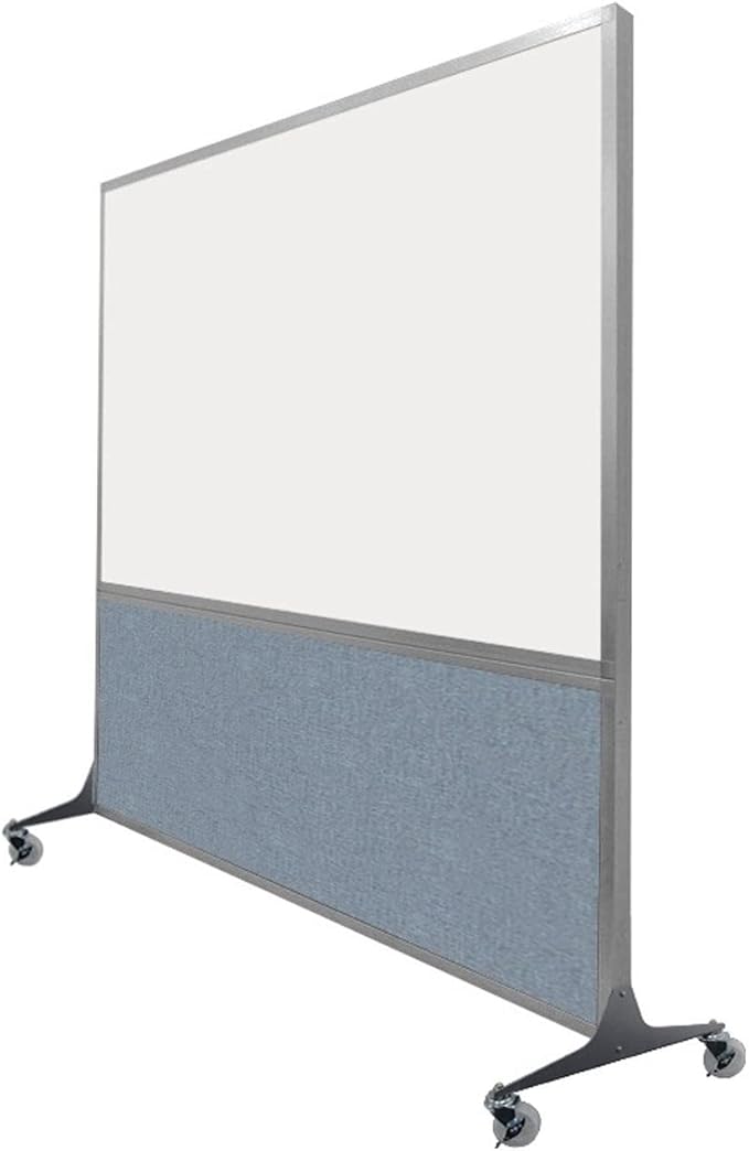 DivideWrite Mobile Whiteboard | Double Sided Dry Erase Board | Portable Office Cubicle Partition | Display for Classrooms, Conference Rooms, Meeting Areas and More | Ocean Fabric 5' Wide X 6' Tall