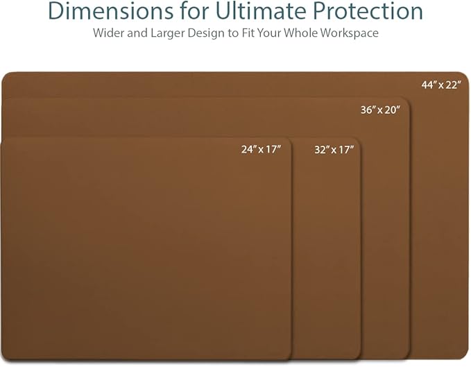 Vine Creations Leather Desk Pad - Large 36" x 20", Desk Protector with PU Leather, Mouse Pad, Blotter for Office (Brown)
