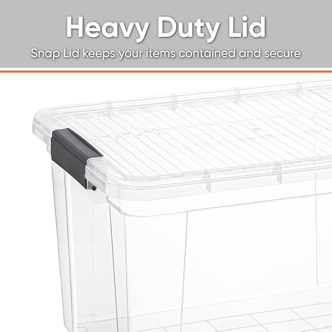 Superio Clear Storage Boxes with Lids, 14.25 Quart Plastic Container Bins for Organizing, Stackable Crates, BPA Free, Non Toxic, Odor Free, Organizers for Home, Office, School, and Dorm