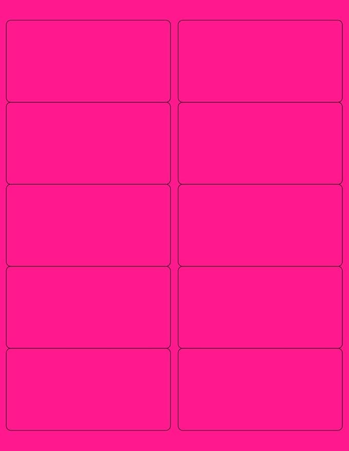 NextDayLabels - 8-1/2 x 11 Neon Color High Light Fluorescent Labels for Laser & Inkjet Printer (Pink Fluorescent, 4 x 2-10 Per Page | 1000 Labels)