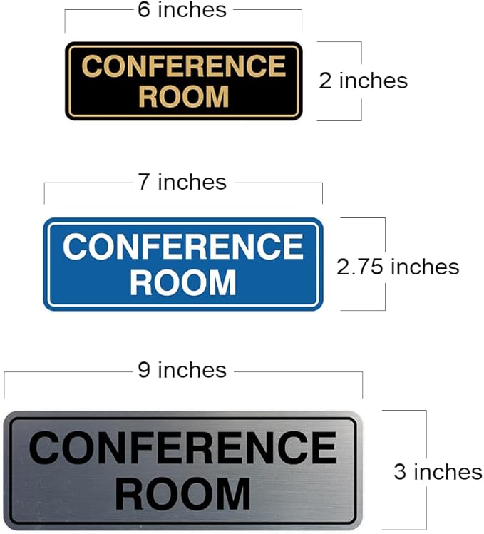 Standard Conference Room Sign - White/Red - Large 5 Pack