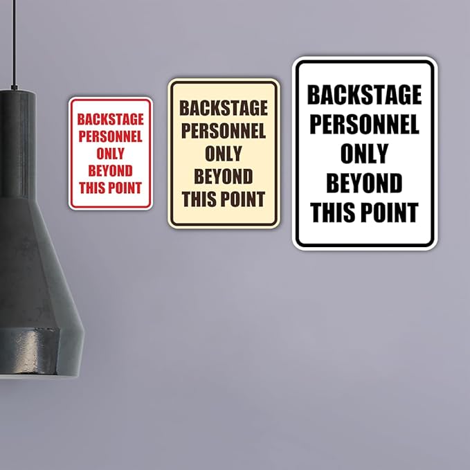 Portrait Round Backstage Personnel Only Beyond This Point Door or Wall Sign Easy Installation | Music | Concert | Festivals Sign (Navy Blue/White) - Large (10 Pack)