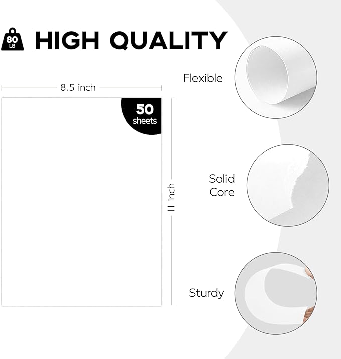 50 Sheets White Cardstock 8.5 x 11 Certificate Paper, Goefun White Card Stock Printer Paper for Invitations, Menus, Wedding, DIY Cards