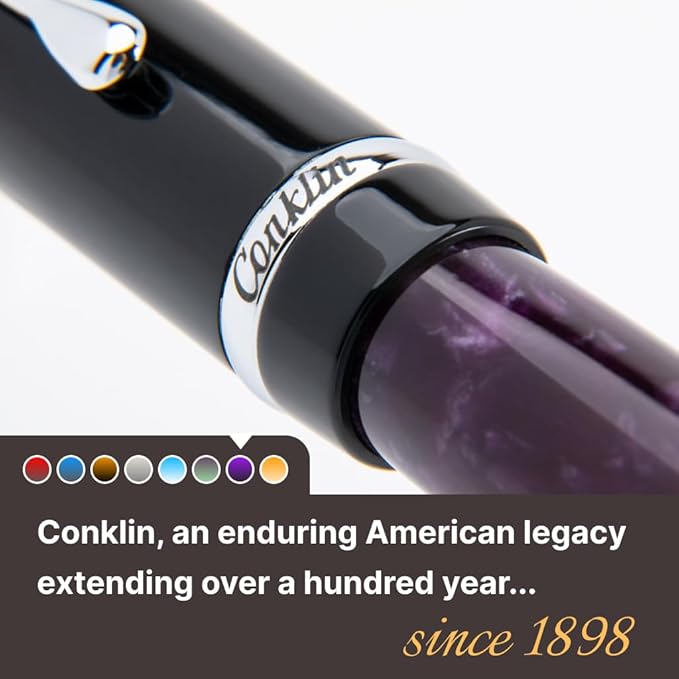 Conklin Duragraph Fountain Pen Purple Nights - Broad Nib, Elegant Writing Instrument with Rich Purple Finish