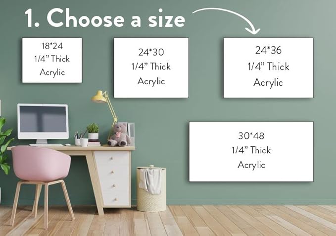Acrylic Dry Erase Board for Wall with Stylish Border - Shipped Next Day, Made in USA, Non-Magnetic Whiteboard, Wall Mounted Board, Easy to Clean (Clear - 20x30)