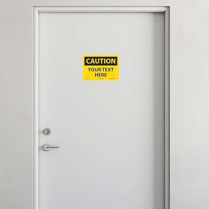 Custom OSHA Style Caution Sign 7" x 10" Adhesive Vinyl Sign, Customizable "Your Text Here", by AccuformNMC Made in USA