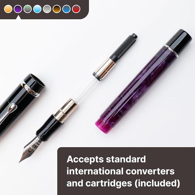 Conklin Duragraph Fountain Pen Purple Nights - Broad Nib, Elegant Writing Instrument with Rich Purple Finish