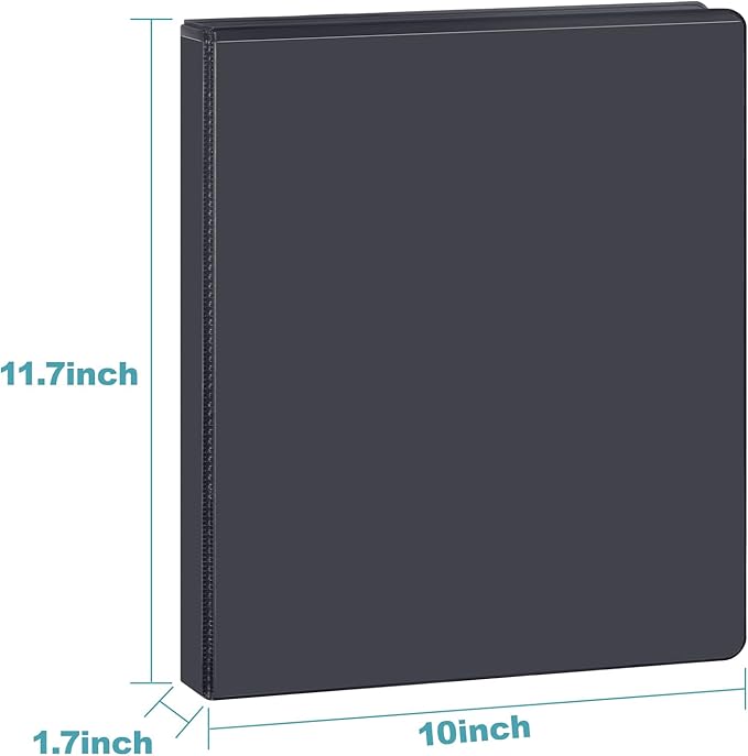 3 Ring Binder 1 Inch, ViVin Sturdy 1"-Slant D Ring Binder with 2 Interior Pockets, Clear View Cover, PVC-Free, Fits 225 Sheets of US Letter Size Paper (8 Pack, Black)