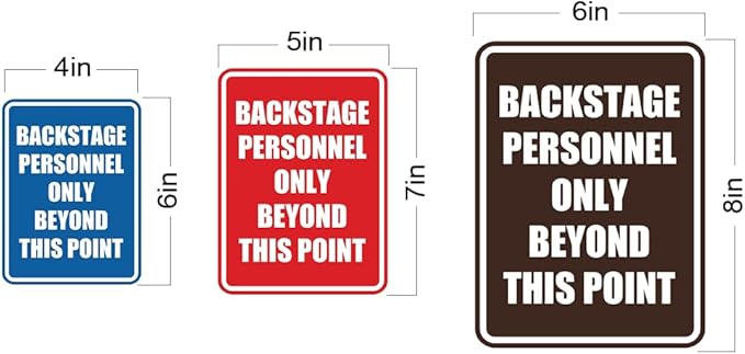 Portrait Round Backstage Personnel Only Beyond This Point Door or Wall Sign Easy Installation | Music | Concert | Festivals Sign (Navy Blue/White) - Large (10 Pack)