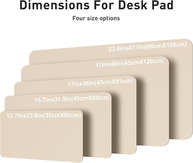 Aothia Faux Leather Desk Mat – Large Mouse Pad, Non-Slip PU Leather Blotter, Waterproof Writing Surface for Office and Home (Eggshell, 47.2" x 23.6")