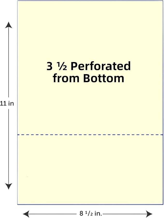 Limited Papers (TM) 8.5x11 Perforated Paper, 20/50 Pound, 75 GSM, Variety of Perforation Sizes and Colors, for Forms, Tickets, Postcards, Business Cards. (Buff, 2 up – 3.5” from bottom)
