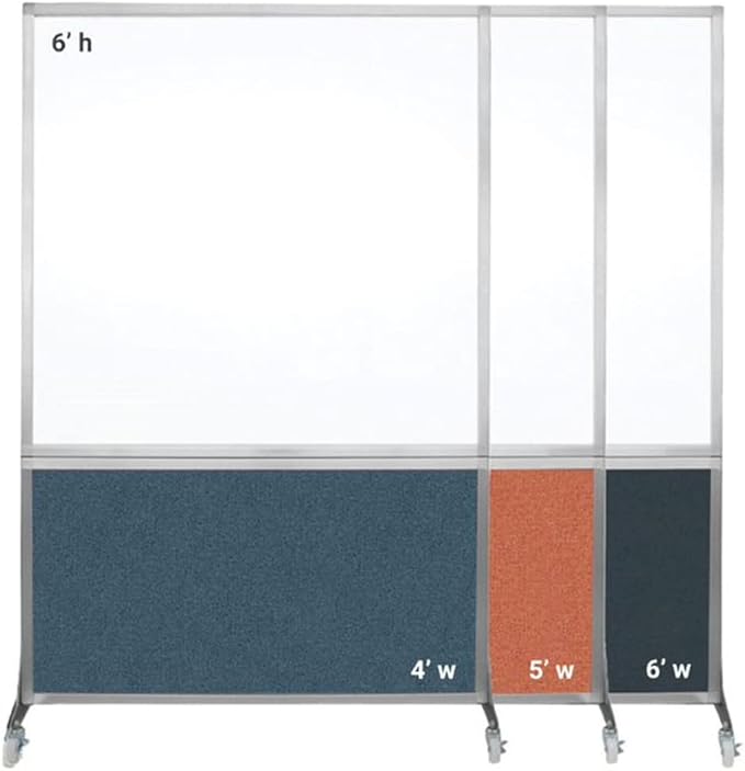 DivideWrite Mobile Whiteboard | Double Sided Dry Erase Board | Portable Office Cubicle Partition | Display for Classrooms, Conference Rooms, Meeting Areas and More | Mocha Fabric 4' Wide x 6' Tall