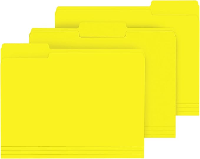 File Folder, PANDRI 120 Pack File Folder, 1/3 Cut Tab, Letter Size, Filing Folder for Office School Business, Yellow