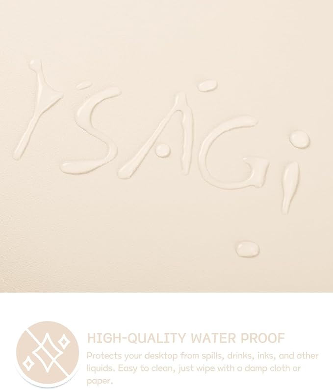 YSAGi Non-Slip Leather Desk Pad, Desk Matt for Desktop, Waterproof Laptop Computer Keyboard Mat, Table Protector Blotter Mat, Large Mouse Pad for Office/Work/Home/Decor(Beige, 35.4" x 17")