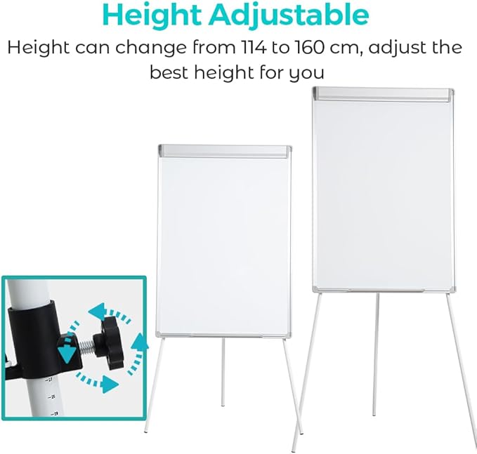 Magnetic Whiteboard Easel Tripod Stand 40 x 28 Inch with Flipchart Paper Pad (25 Sheets) - Height Adjustable Portable Dry Erase Board for Office Meetings, Training & Classroom