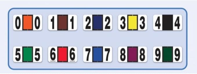 File Right Number Labels Roll – Color-Coded Numeric Filing Labels, 1-5/8" × 7/8" Laminated Self-Adhesive File Folder Numbers for, Office Filing Systems, Automotive Records – Roll #7, 1 Roll