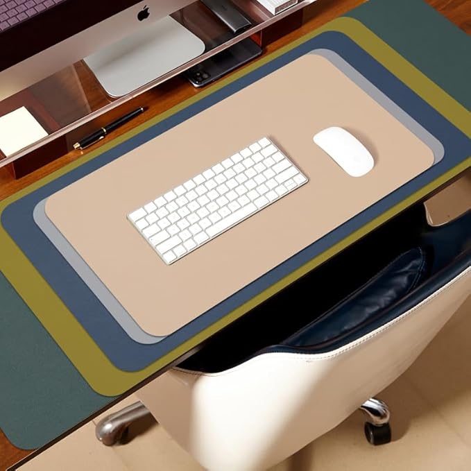 Leather Desk Mat - Non-Slip PU Desk Pad for Office and Home - Desk Organization and Accessories - Ideal for Large Mouse Pad and Desk Mats on Top of Desks (Light Blue,31.5"x 15.7")
