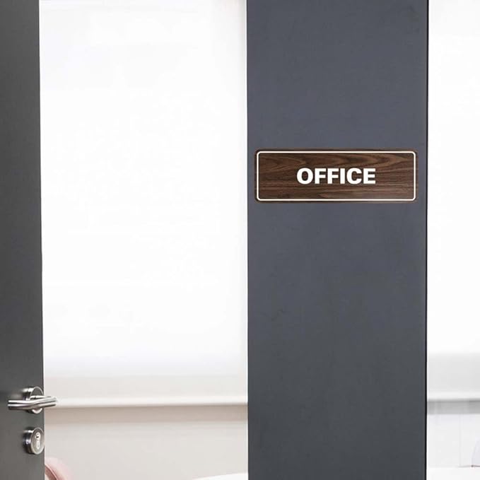 Signs ByLITA Standard Office Sign - Professional Business Signage - Easy to Install (Black Gold) - Large 5 Pack