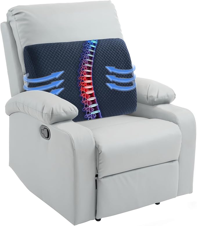HOMBYS Lumbar Support Pillow for Recliner Chair, Memory Foam Back Support Cushion for Elderly,Extra Large Lumbar Support Pillow,Thick Backrest for Home Reading (Navy Blue, 20“x13.5"x5")