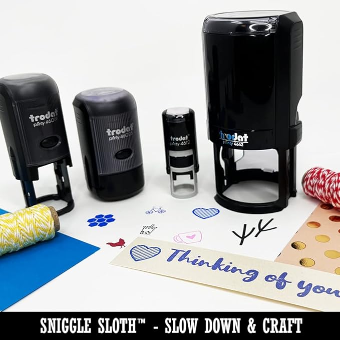 Thank You in Heart Self-Inking Rubber Stamp Ink Stamper for Stamping Crafting Planners - 1/2 Inch Mini - Blue Ink