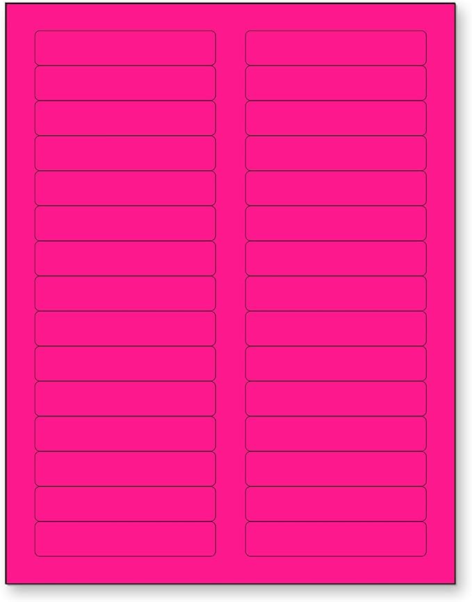 NextDayLabels - 8-1/2 x 11 Neon Color High Light Fluorescent Labels for Laser & Inkjet Printer (Pink Fluorescent, 2/3" x 3-7/16" - 30 Per Page | 750 Labels)