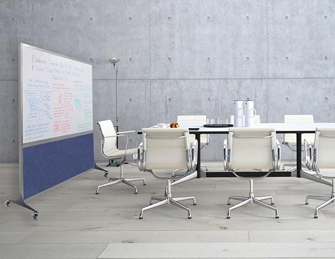 DivideWrite Mobile Whiteboard | Double Sided Dry Erase Board | Portable Office Cubicle Partition | Display for Classrooms, Conference Rooms, Meeting Areas and More | Mocha Fabric 4' Wide x 6' Tall