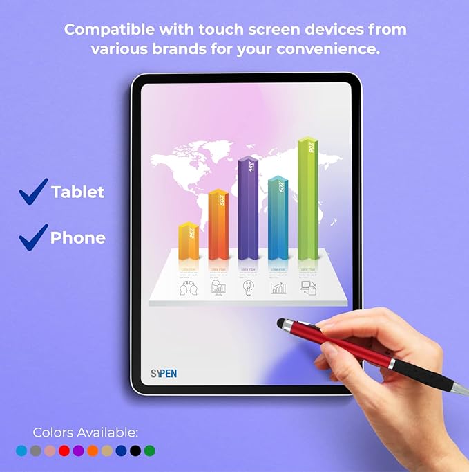 SyPen Personalized Pens With your Custom Logo or Text-300 Pack Bulk-for Businesses, Parties, and Events, 2 in 1 Ballpoint Pen & Stylus for Touchscreen Devices, L'Blue Barrel, Black Ink
