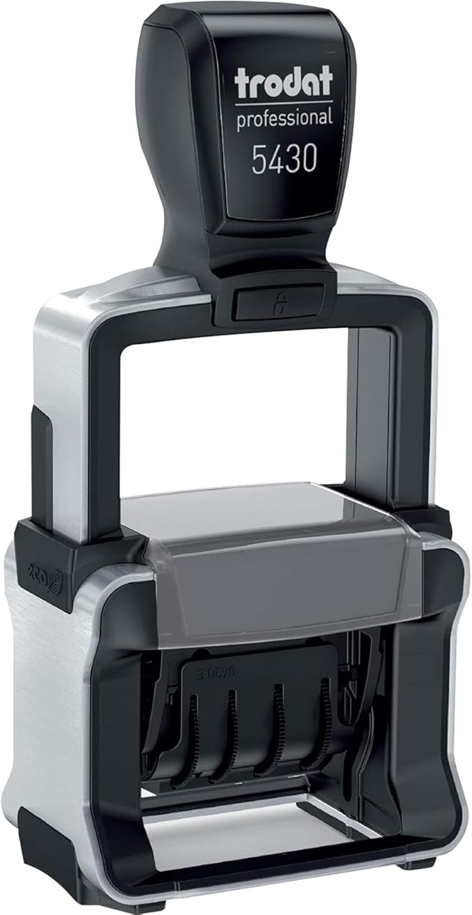 Trodat 5430 Professional Self-Inking Date Stamp with Entered - Black Ink