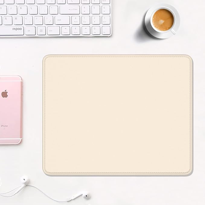 Auhoahsil Beige Mouse Pad, 12 x 10 Inch Square Mousepad, 3mm Thick Rubber Mouse Mat with Pretty Design, Premium-Textured Non-Slip for Gaming Work Office Wireless Mouse Men Women