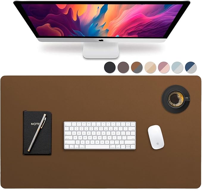 Vine Creations Leather Desk Pad - Large 36" x 20", Desk Protector with PU Leather, Mouse Pad, Blotter for Office (Brown)