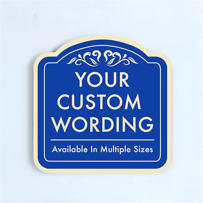 Custom Decorative Outdoor Metal Sign - Personalized Aluminum Driveway Sign, Waterproof, Made in USA - Design 1 Blue Steel 18x18 In
