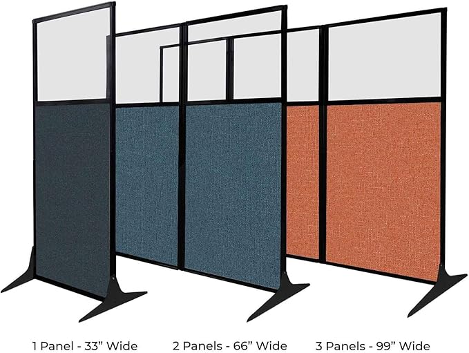 Versare Workstation Partition | Portable Wall Divider | Modern Office Cubicle | Free Standing Privacy Screen | Flexible Work Space | 99" x 70" Urban Oak Wood Grain Panels No Window