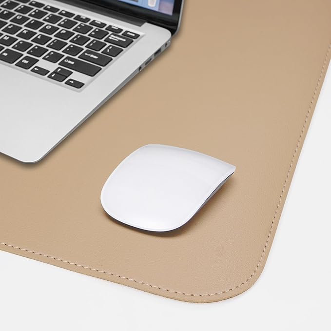 Leather Desk pad Protector, Large Desk mat with Natural Cork & PU Leather,Mouse pad,Non-Slip Office Desk Mat,Waterproof Desk Writing Pad for Office and Home (47in*23in,Dark Apricot)