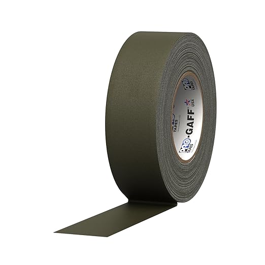 ProTapes Pro Gaff Premium Matte Cloth Gaffer's Tape With Rubber Adhesive, 11 mils Thick, 55 yds Length, 2" Width, Olive Drab (Pack of 1)