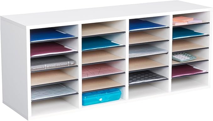 Safco Literature Organizer, 36 Compartments, Office and Classroom Mailbox with Adjustable Shelves, Wood Paper and Mail Sorter, Medium Oak