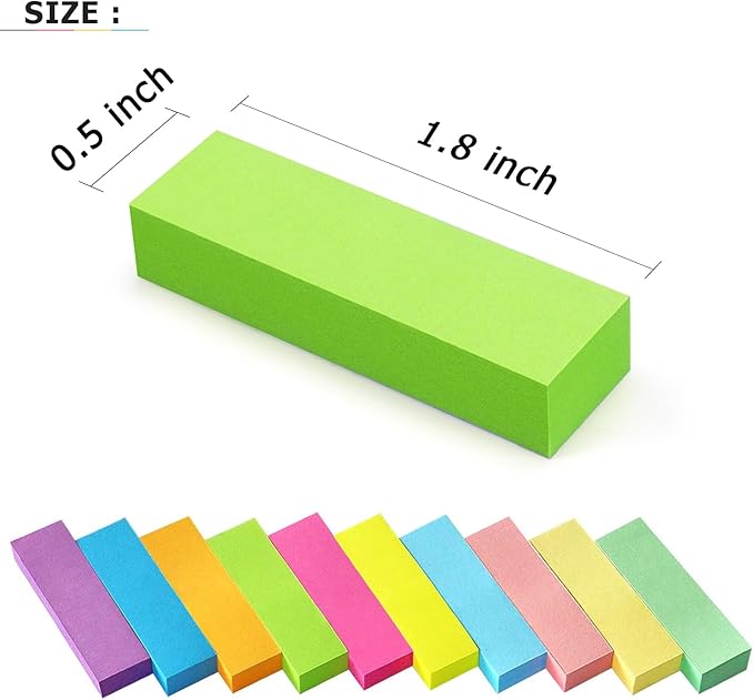 30 Pads 0.5x1.8 Sticky Notes Flags Tabs Page Markers 10 Bright Color Sticky Index Tabs Page Flags 80 Sheet/Pad