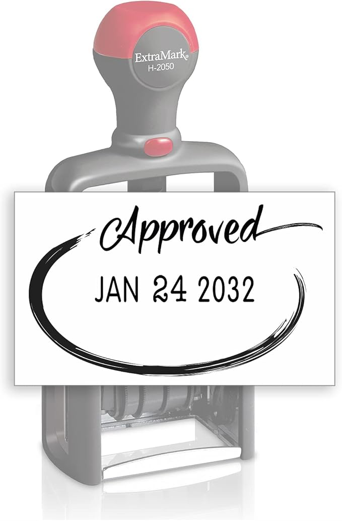 Heavy Duty Style Office Date Stamp with Approved - Self Inking Dater - Style C - Black Ink Color